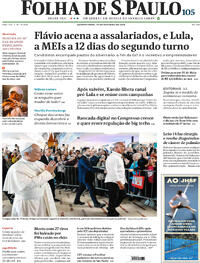 Capa do jornal Folha de S.Paulo 14/10/2026