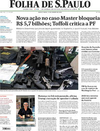 Capa do jornal Folha de S.Paulo 15/01/2026