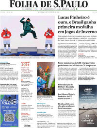 Capa do jornal Folha de S.Paulo 15/02/2026