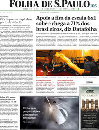 Capa do jornal Folha de S.Paulo 15/03/2026