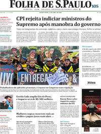 Capa do jornal Folha de S.Paulo 15/04/2026