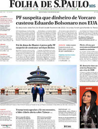 Capa do jornal Folha de S.Paulo 15/05/2026