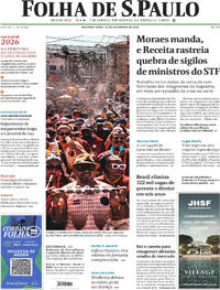 Capa do jornal Folha de S.Paulo 16/02/2026