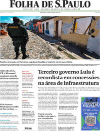 Capa do jornal Folha de S.Paulo 18/01/2026