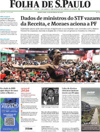 Capa do jornal Folha de S.Paulo 18/02/2026