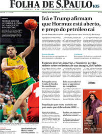 Capa do jornal Folha de S.Paulo 18/04/2026