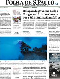 Capa do jornal Folha de S.Paulo 18/05/2026
