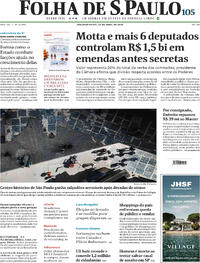 Capa do jornal Folha de S.Paulo 20/04/2026