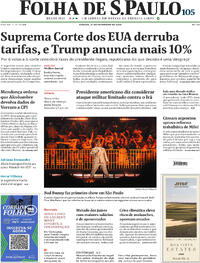 Capa do jornal Folha de S.Paulo 21/02/2026