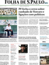 Capa do jornal Folha de S.Paulo 21/03/2026