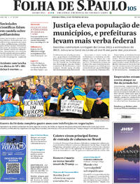 Capa do jornal Folha de S.Paulo 23/02/2026