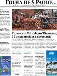 Capa do jornal Folha de S.Paulo 25/02/2026