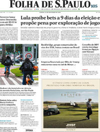 Capa do jornal Folha de S.Paulo 26/09/2026