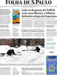 Capa do jornal Folha de S.Paulo 27/01/2026