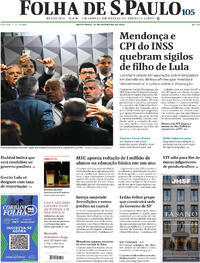 Capa do jornal Folha de S.Paulo 27/02/2026