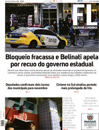 Capa do jornal Folha Londrina 02/07/2020