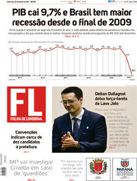 Capa do jornal Folha Londrina 02/09/2020