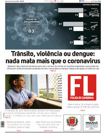 Capa do jornal Folha Londrina 03/07/2020