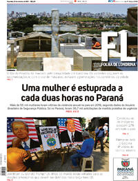 Capa do jornal Folha Londrina 03/11/2020
