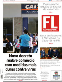 Capa do jornal Folha Londrina 05/05/2020