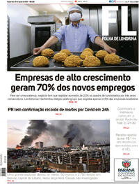 Capa do jornal Folha Londrina 05/08/2020