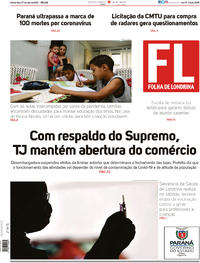 Capa do jornal Folha Londrina 07/05/2020