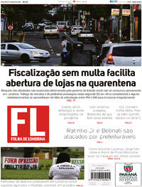 Capa do jornal Folha Londrina 07/07/2020