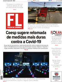 Capa do jornal Folha Londrina 07/08/2020