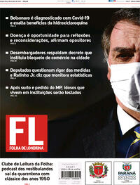 Capa do jornal Folha Londrina 08/07/2020