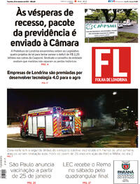 Capa do jornal Folha Londrina 08/12/2020
