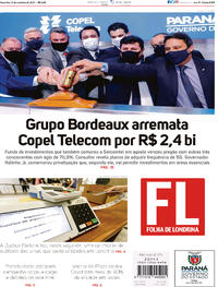 Capa do jornal Folha Londrina 10/11/2020