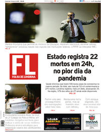 Capa do jornal Folha Londrina 11/06/2020