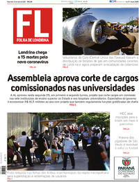 Capa do jornal Folha Londrina 12/05/2020