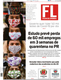 Capa do jornal Folha Londrina 14/04/2020