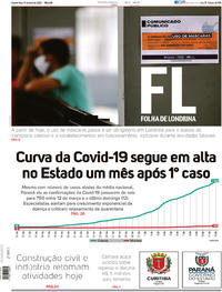 Capa do jornal Folha Londrina 15/04/2020