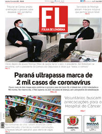 Capa do jornal Folha Londrina 15/05/2020
