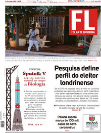 Capa do jornal Folha Londrina 15/08/2020