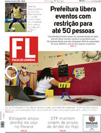 Capa do jornal Folha Londrina 15/10/2020