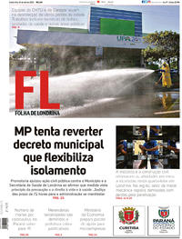 Capa do jornal Folha Londrina 16/04/2020