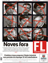 Capa do jornal Folha Londrina 16/05/2020