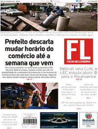 Capa do jornal Folha Londrina 16/07/2020
