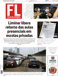 Capa do jornal Folha Londrina 16/10/2020