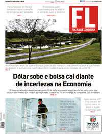 Capa do jornal Folha Londrina 18/08/2020