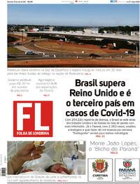 Capa do jornal Folha Londrina 19/05/2020