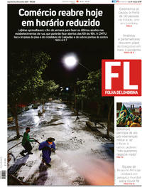 Capa do jornal Folha Londrina 20/04/2020