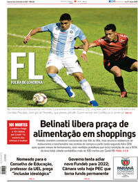 Capa do jornal Folha Londrina 20/07/2020