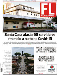 Capa do jornal Folha Londrina 21/05/2020