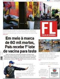 Capa do jornal Folha Londrina 21/07/2020
