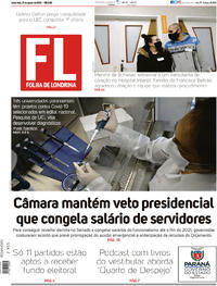 Capa do jornal Folha Londrina 21/08/2020