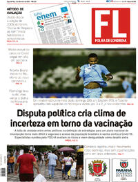 Capa do jornal Folha Londrina 21/12/2020